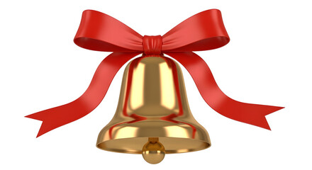 Golden christmas bell with red ribbon silhouette