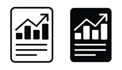 Graph Document Icon on Transparent Background for Financial Report