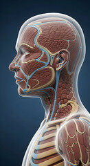 Studying Head and Torso Anatomy with Veins and Muscles