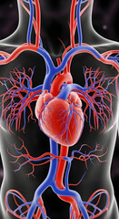 Human Heart and Circulatory System Anatomical Illustration