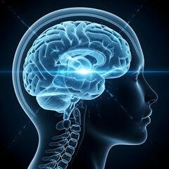 Human Brain Scan Anatomy with Head and Neck X-ray