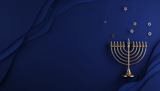 Celebrate Hanukkah with this elegant menorah and star design, perfect for greeting cards, social media, and holiday promotions for a warm festive season - Powered by Adobe