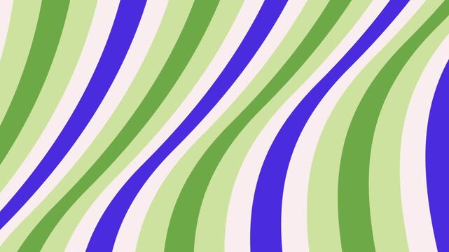 Groovy retro background with dynamic flowing green and blue stripes, perfect for vintage designs or modern abstract art, creating a cool and funky vibe