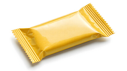 Shiny yellow candy bar wrapper mockup, ready for your branding, perfect for product showcases and marketing campaigns, offering customization