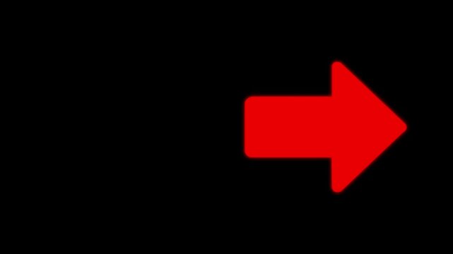 Right Red arrow icon animation on Black Background.