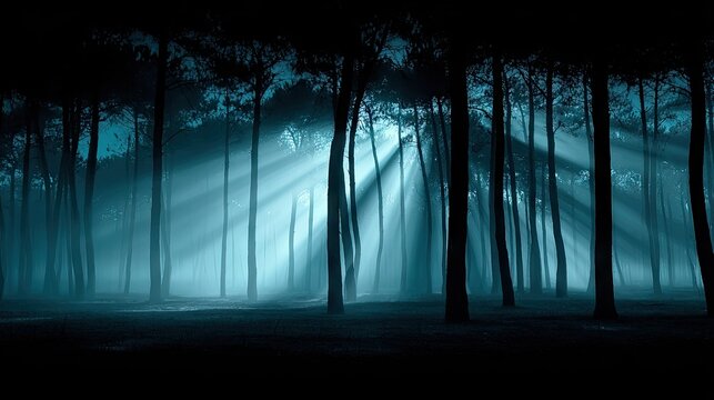Mystical forest bathed in ethereal light.