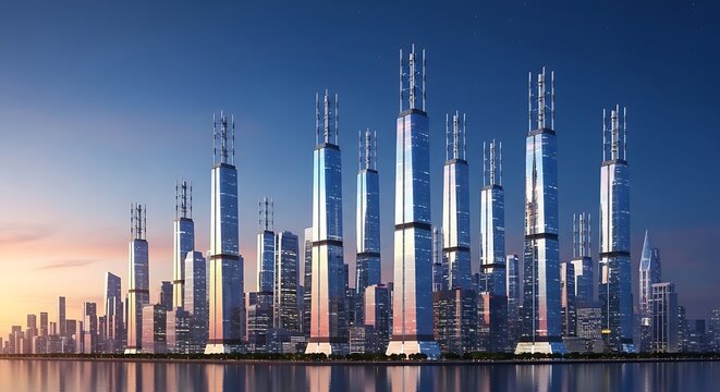 Futuristic Cityscape with Towering Skyscrapers and Advanced Technology. - Powered by Adobe