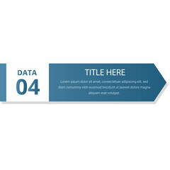 Blue and White Arrow Shaped Graphic With Data 04 And Placeholder Text For Title And Description On Transparent Background
