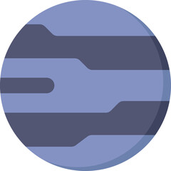 A Stylized Illustration of a Planet With Horizontal Stripes in Shades of Blue and Gray Against a Transparent Background