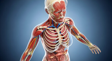 Female Anatomy Illustration Showing Muscles and Organs