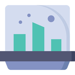 Abstract 3D Bar Chart Graphic with Teal and Purple Hues on a Transparent Background Representing Data Visualization and Growth