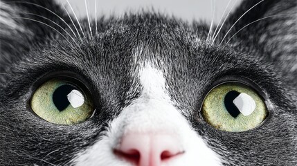 Close-Up View of an Adorable Munchkin Cat with Captivating Green Eyes and Charming Expression