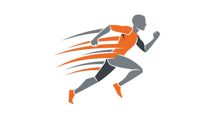 Dynamic Running Athlete Silhouette with Speed Lines Orange and Gray Design Motion Concept.