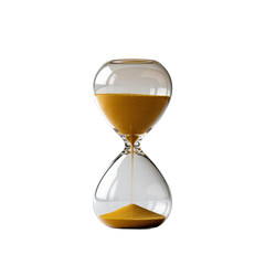 Classic Glass Hourglass with Golden Sand | Macro Studio Shot | Elegant Timepiece on White Background