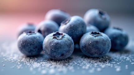 Arándanos recubiertos con brillantes cristales de azúcar