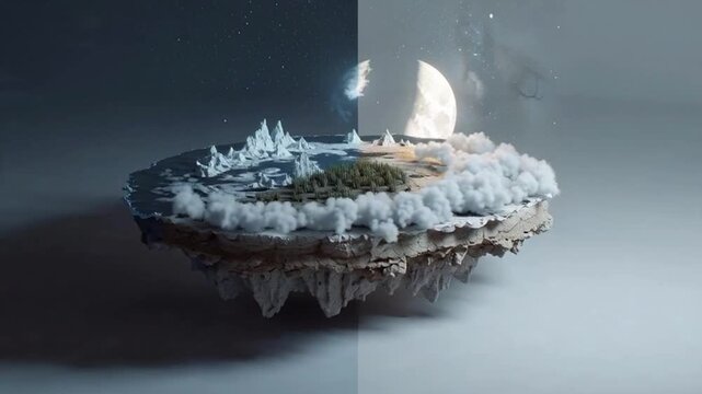 An animation demonstrating the concept of day and night on a flat Earth model