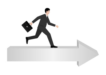 Businessman Walking toward Target. Goal Achievement and Success Business Concept.   