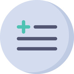 Obraz premium Clean Round Icon with Plus Symbol and Lined List Graphic Representing Addition or Options in Light Blue and Green Colors on Transparent Background