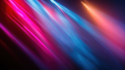 Fototapeta premium Abstract background of diagonal light streaks in vibrant pink blue and orange.