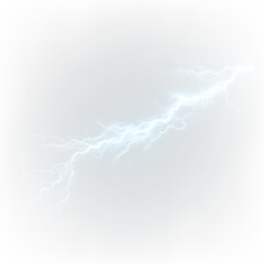 Bright blue glowing electric strike flash power thunder effect. PNG