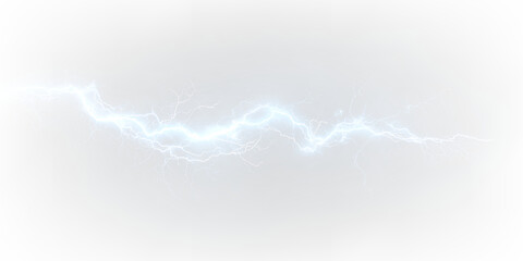 Bright blue glowing electric strike flash power thunder effect. PNG