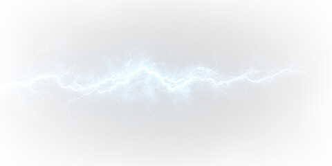 Bright blue glowing electric strike flash power thunder effect. PNG