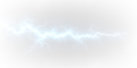 Bright blue glowing electric strike flash power thunder effect. PNG