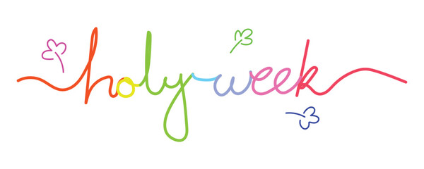 Pastel Holy Week Script, Colorful Spiritual Lettering, Soft Multi-Tone Calligraphy