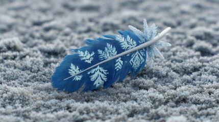 White feather with digital cyan data overlay