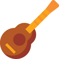 Acoustic Guitar Stringed Musical Instrument With Brown Body and Orange Neck and Headstock Isolated on White Background