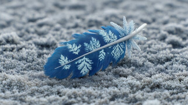 White feather with digital cyan data overlay