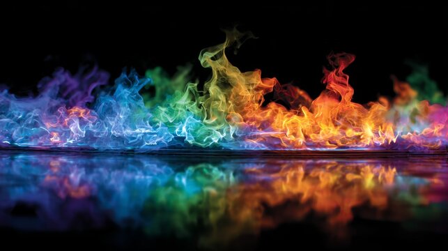 RGB LED strip flame simulation on black background