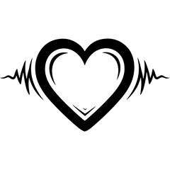 Woodcut style vector heart with pulse line, symbolizing human rights, love, equality, unity, and solidarity.