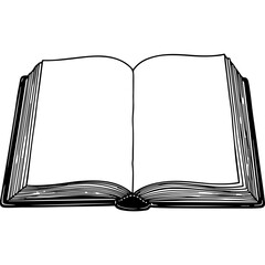 Woodcut Style Vector Open Book Illustration with Blank Pages, Hand-Drawn Line Art. Ideal for Human Rights Day, Education, Law, Knowledge, and Storytelling.