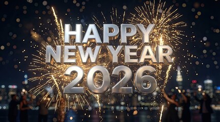 Happy new year 2026 celebrate with fireworks