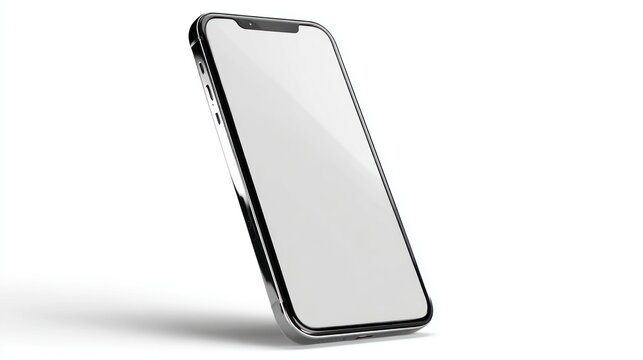 Sleek smartphone mockup with blank screen on white background