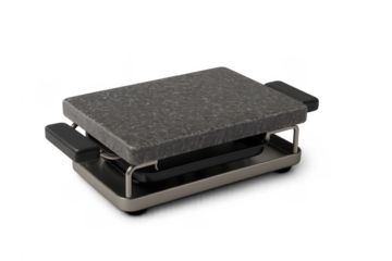 Raclette stone grill preparing party food cooking