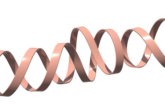 Elegant copper spiral for innovative design projects, representing modern technology and scientific advancements with a sleek, professional aesthetic