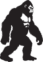 Fototapeta premium Powerful silhouette of a standing gorilla with adobe illustrator icon t-shirt design