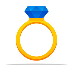 Cartoon diamond ring vector isolated illustration