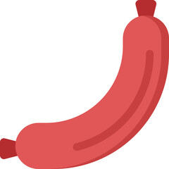 A Single Red Sausage With Small Red Ends on a Transparent Background Ideal for Food Related Projects