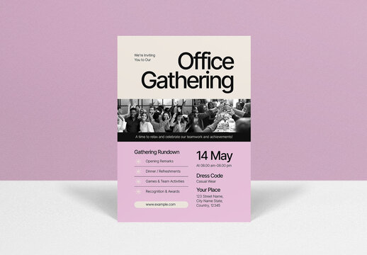 Pink Black Geometric Office Gathering Invitation Layout