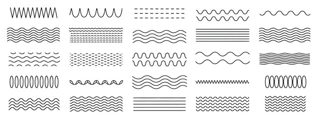 Waves ornamental line illustration with zigzag and wavy horizontal lines, perfect for vector backgrounds, decorative underlines, pattern designs, and graphic illustration projects © Vector Gallery