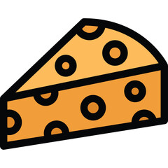A Wedge Of Cheese With Round Holes Isolated On A Transparent Background In A Flat Design Style