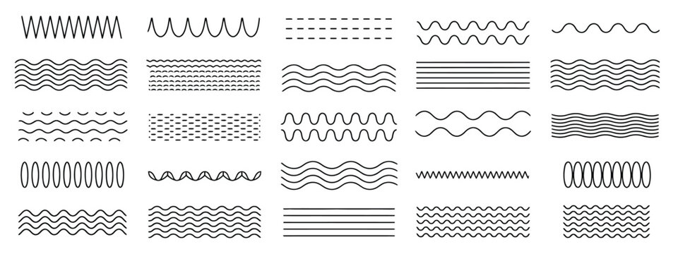 Waves ornamental line illustration with zigzag and wavy horizontal lines, perfect for vector backgrounds, decorative underlines, pattern designs, and graphic illustration projects