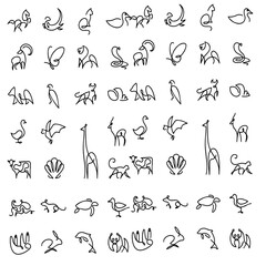 set of calligraphic design animals