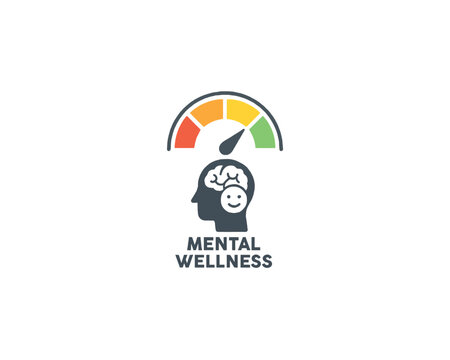 Mental wellness meter icon vector design illustration