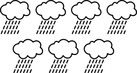 cloud hail black line icons set vector design illustration 