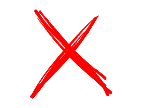 Red cross mark drawn with brush strokes. Hand-drawn X symbol isolated on white background.  - Powered by Adobe