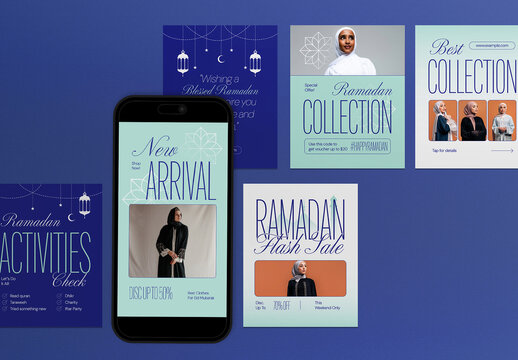 Blue Mint Modern Minimalist Ramadan Sale Social Media